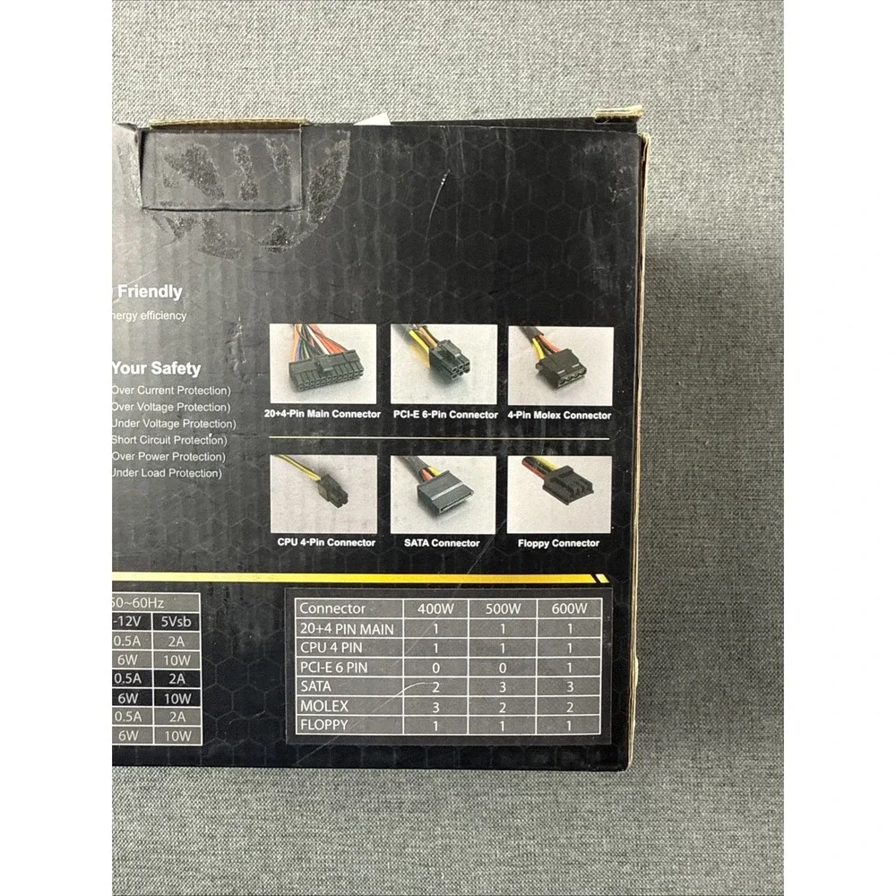 Solid‎ Gear Basix Power Supply SDGR-600BX SATA 600W 120mm Cooling Fan{CC}